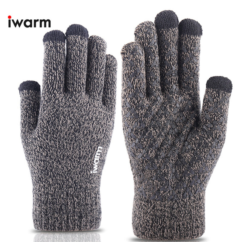 Manusi touchscreen unisex iWarm, lana, gri, ST0005