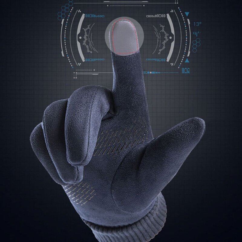 Manusi touchscreen unisex Techsuit Suede, piele ecologica, albastru, ST0009