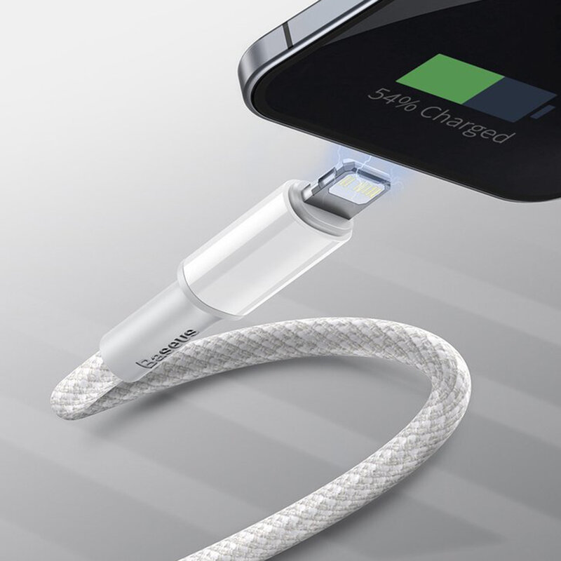 Cablu de date Baseus, Type-C la Lightning, PD 20W, 2m, alb, CATLGD-A02