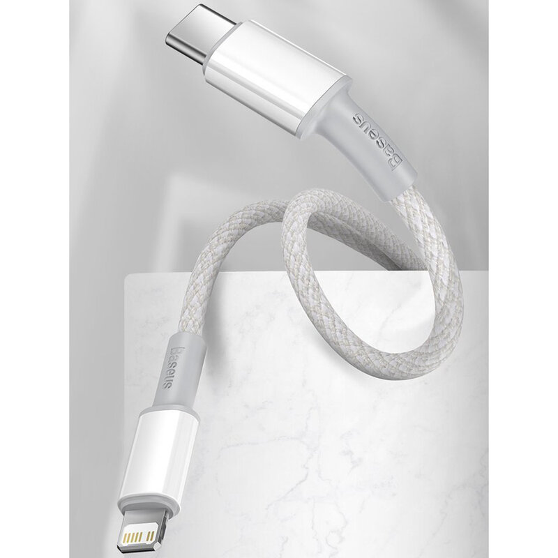 Cablu de date Baseus, Type-C la Lightning, PD 20W, 2m, alb, CATLGD-A02