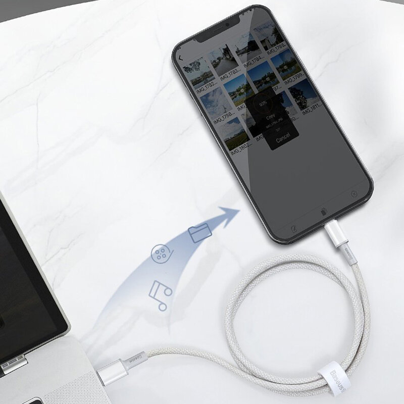 Cablu de date Baseus, Type-C la Lightning, PD 20W, 2m, alb, CATLGD-A02