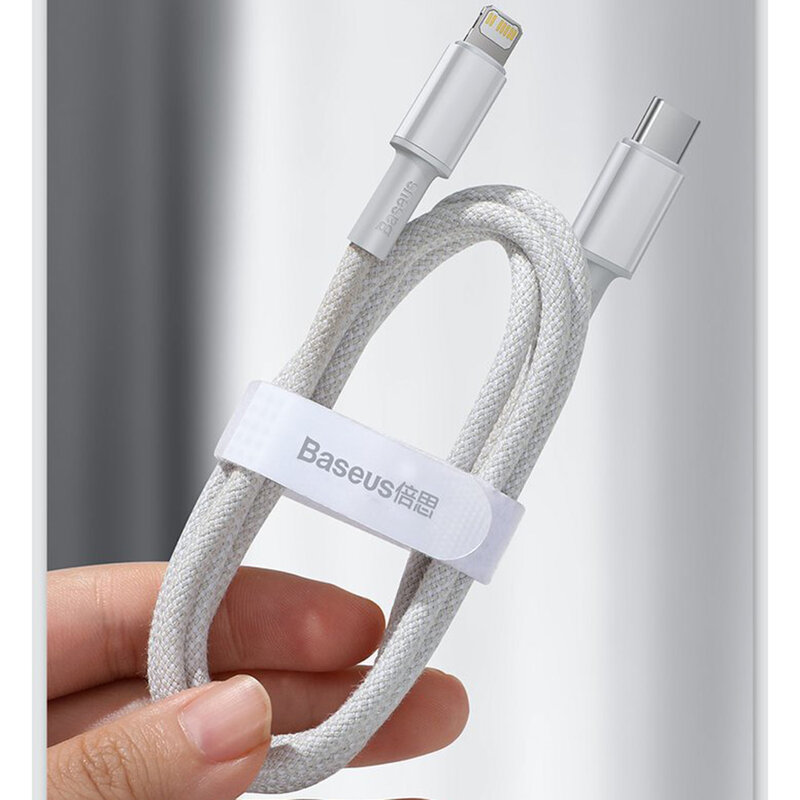 Cablu de date Baseus, Type-C la Lightning, PD 20W, 2m, alb, CATLGD-A02