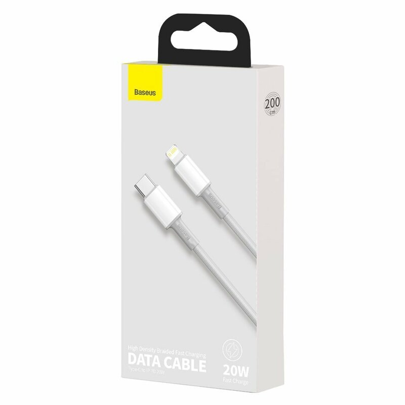 Cablu de date Baseus, Type-C la Lightning, PD 20W, 2m, alb, CATLGD-A02
