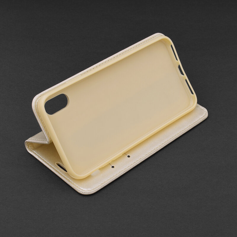 Husa Magnet Book iPhone XS Max Flip Auriu