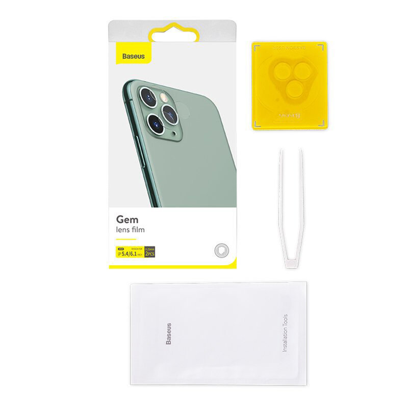 [Pachet 2x] Folie Camera iPhone 12 Baseus Gem Lens Film - SGAPIPH54N-JT02 - Clear
