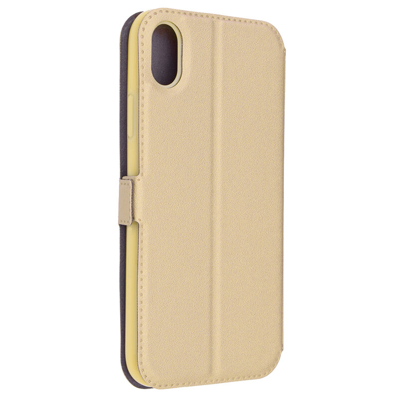 Husa Pocket Book iPhone XS Max Flip Auriu