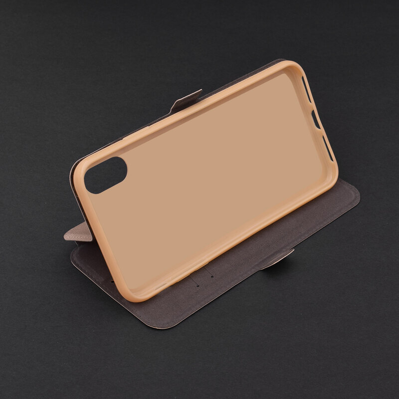 Husa Pocket Book iPhone XS Max Flip Auriu