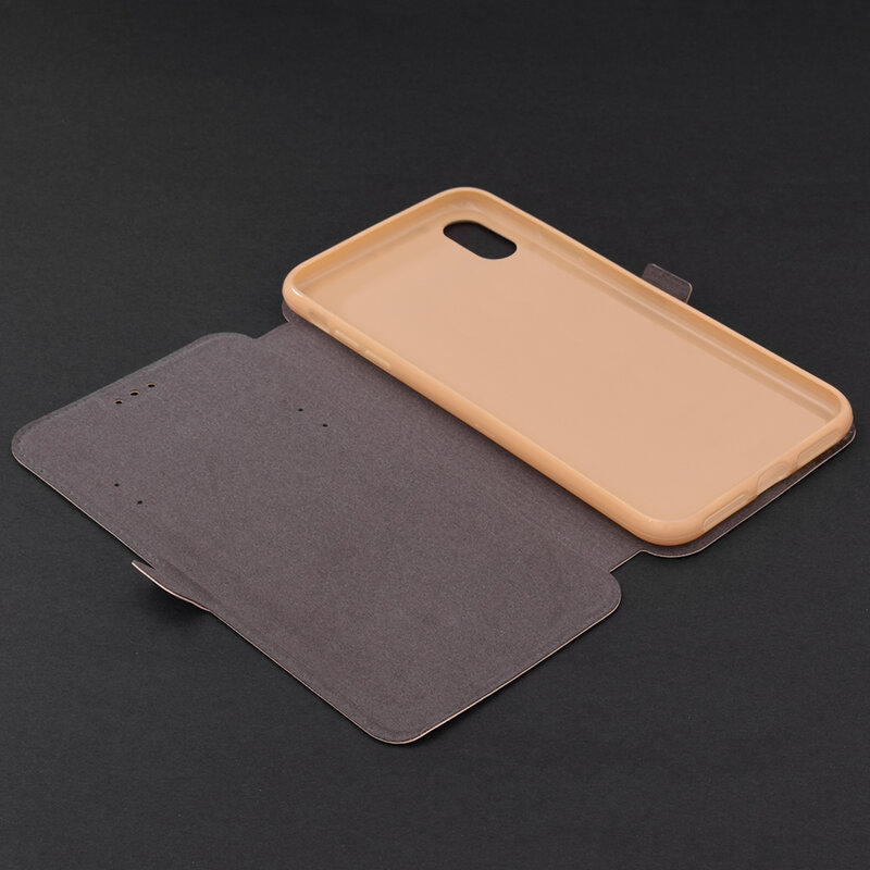 Husa Pocket Book iPhone XS Max Flip Auriu