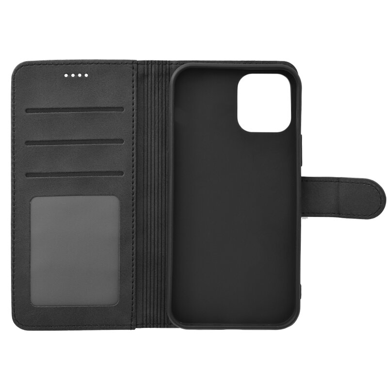 Husa iPhone 12 Tech-Protect Wallet Tip Carte Cu Buzunare Interioare - Negru