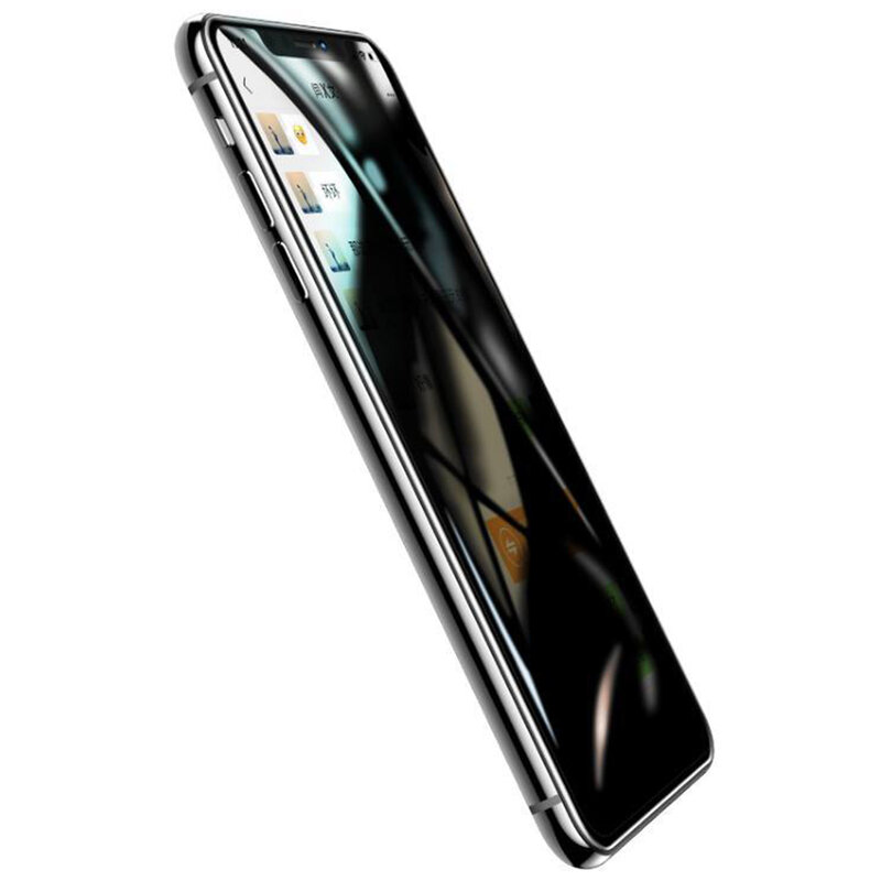 Folie sticla iPhone 11 Pro USAMS Anti-Spy Tempered Glass 9H, negru