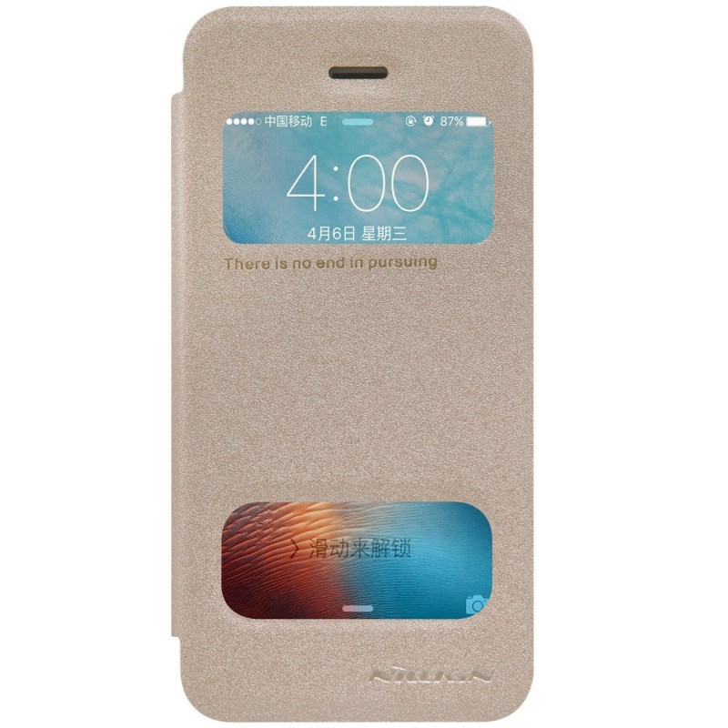 Husa iPhone SE, 5, 5s NILLKIN Sparkle S-View Flip Gold