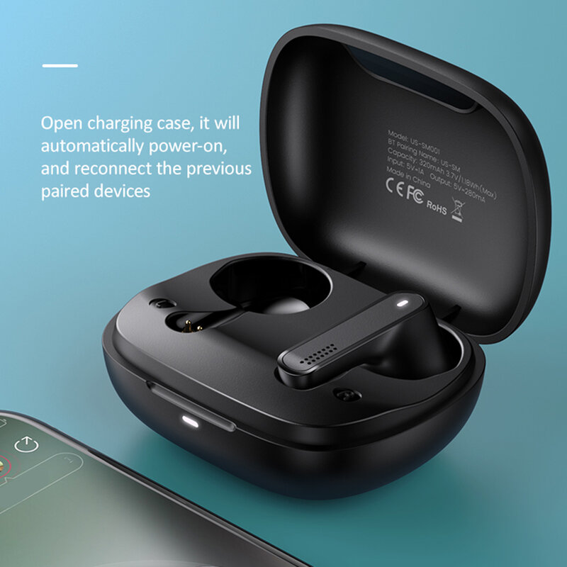 Casti in-ear wireless Usams, TWS earbuds, Bluetooth, negru, BHUSM02