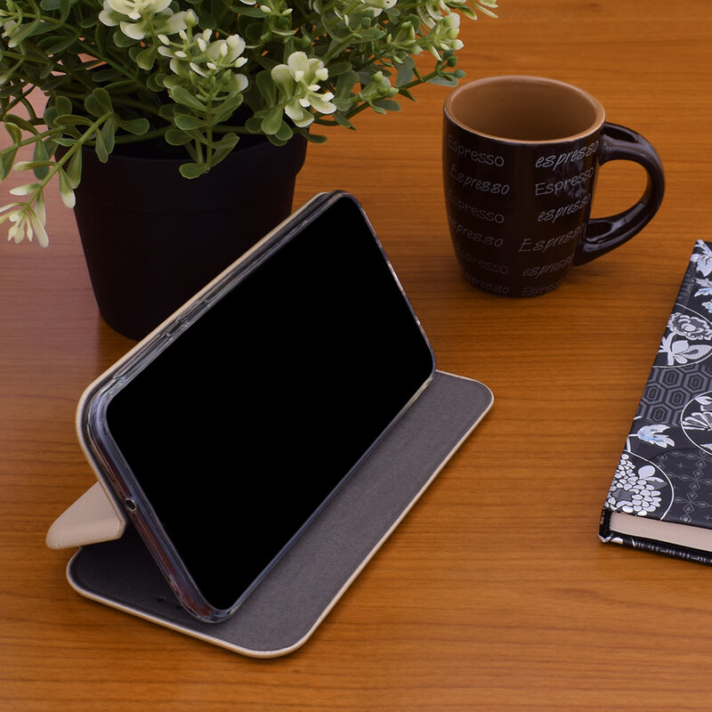 Husa Huawei P30 Lite Flip Magnet Book Type - Gold