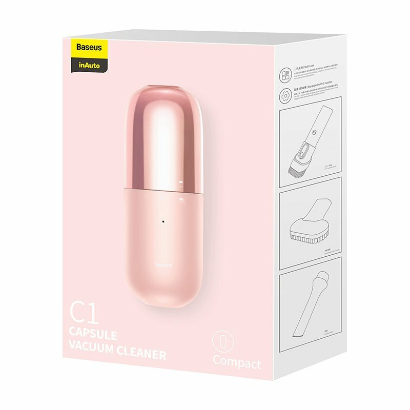 Aspirator Baseus C1, filtru HEPA, cablu incarcare Type-C, roz, CRXCQC1-04