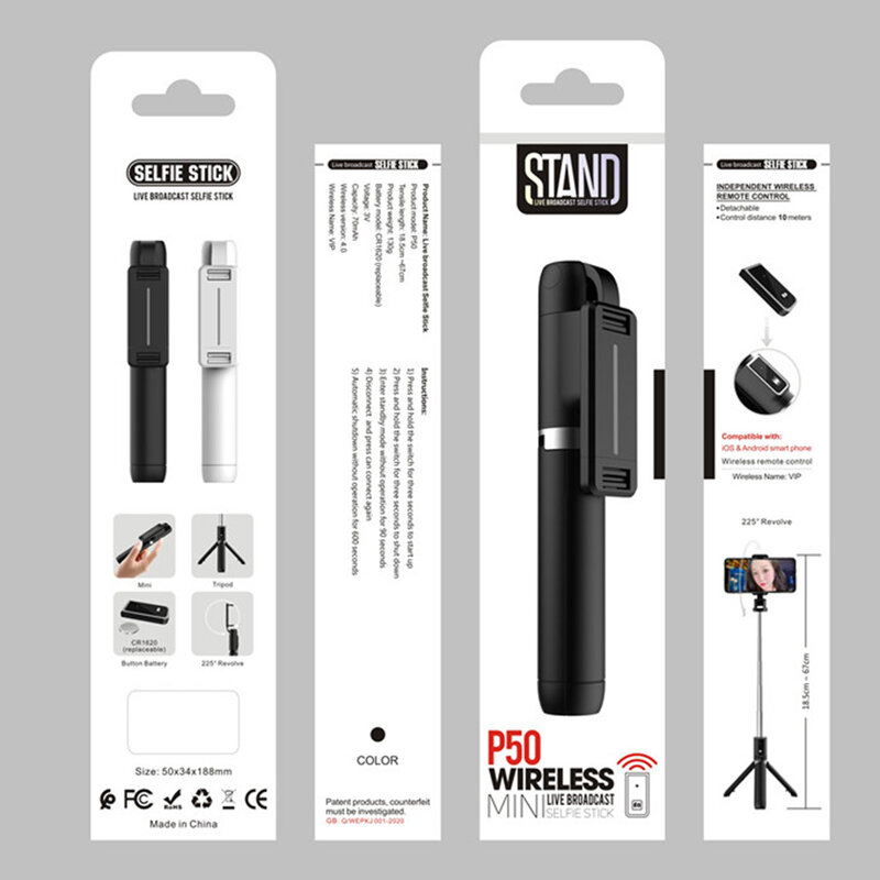 Suport Selfie Stick Mobster P50, tripod, telecomanda wireless, 3.5-6.2