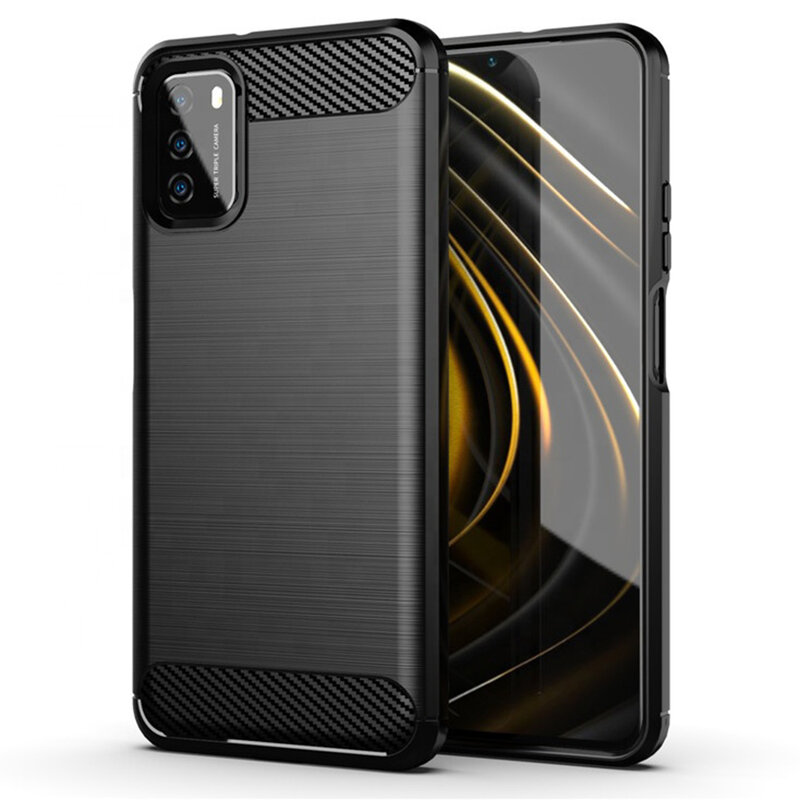 Husa Xiaomi Poco M3 Techsuit Carbon Silicone, negru