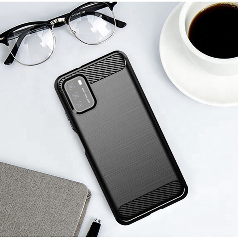 Husa Xiaomi Poco M3 Techsuit Carbon Silicone, negru