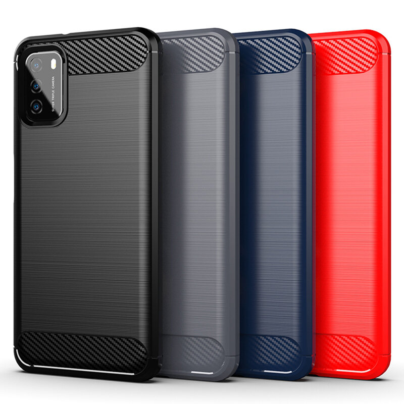 Husa Xiaomi Poco M3 Techsuit Carbon Silicone, negru