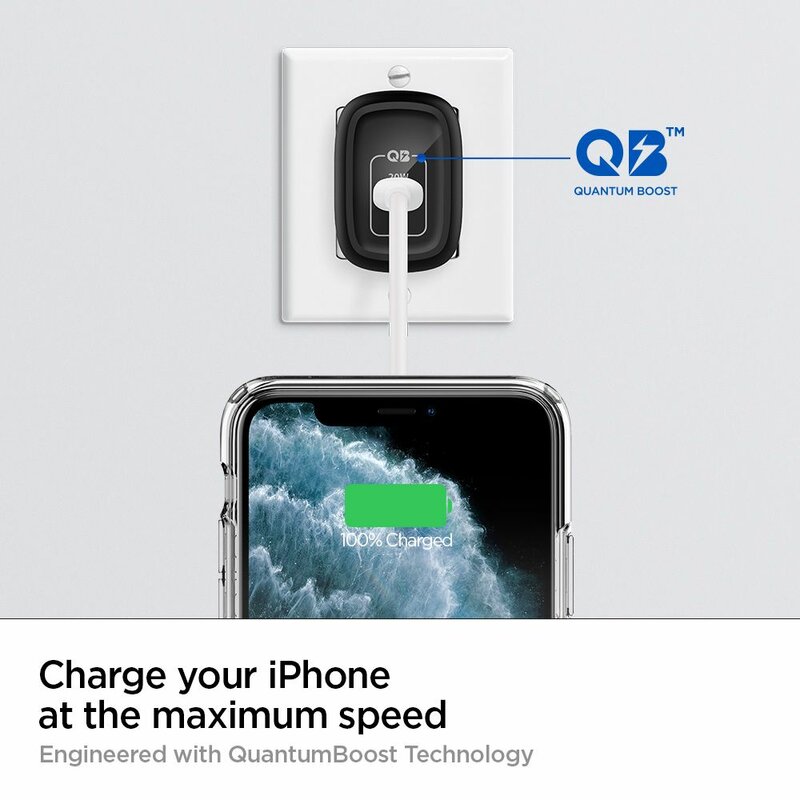 Incarcator priza Spigen Power Arc, incarcare rapida GaN, Type-C PD 20W, 3A, negru