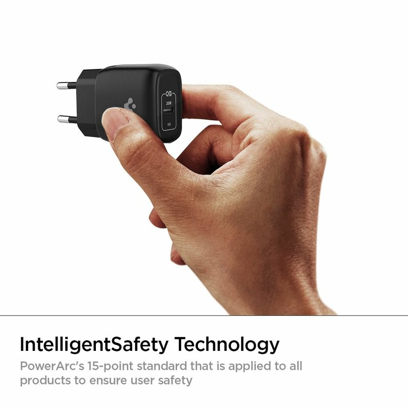 Incarcator priza Spigen Power Arc, incarcare rapida GaN, Type-C PD 20W, 3A, negru