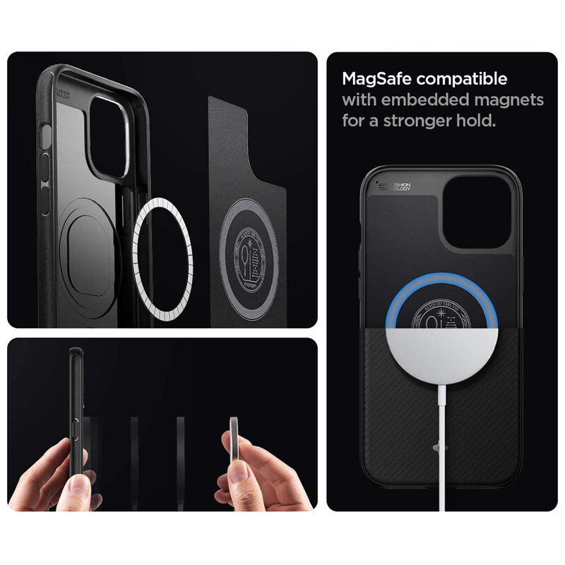 Husa iPhone 12 Pro Max Spigen Mag Armor, compatibila MagSafe, Negru