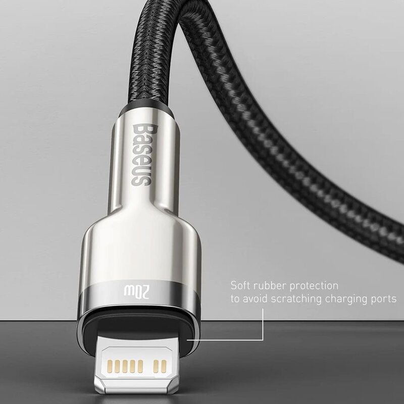 Cablu de date Baseus, USB la Lightning, 2.4A, 2m, negru, CALJK-B01