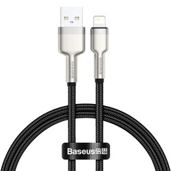 Cablu de date Baseus, USB la Lightning, 2.4A, 25cm, negru, CALJK-01