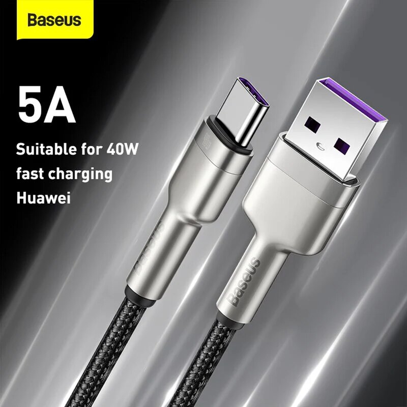 Cablu de date Baseus, USB la Type-C, 40W, 5A, 200cm, negru, CATJK-B01