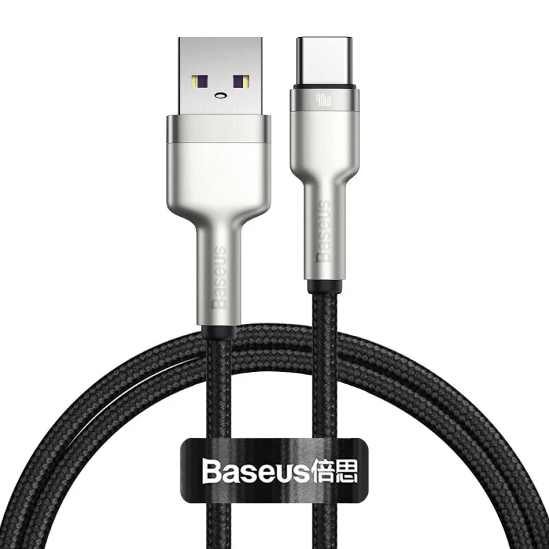 Cablu de date Baseus, USB la Type-C, 40W, 5A, 200cm, negru, CATJK-B01