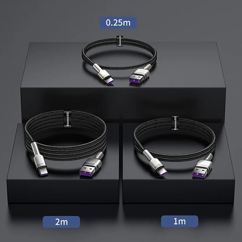 Cablu de date Baseus, USB la Type-C, 40W, 5A, 100cm, negru, CATJK-A01