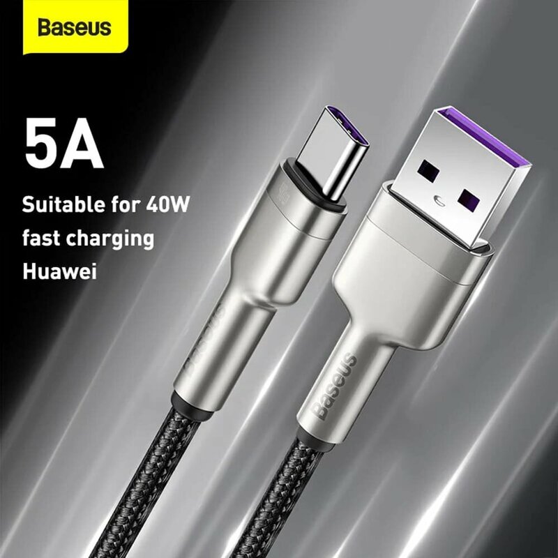 Cablu de date Baseus, USB la Type-C, 40W, 5A, 100cm, negru, CATJK-A01