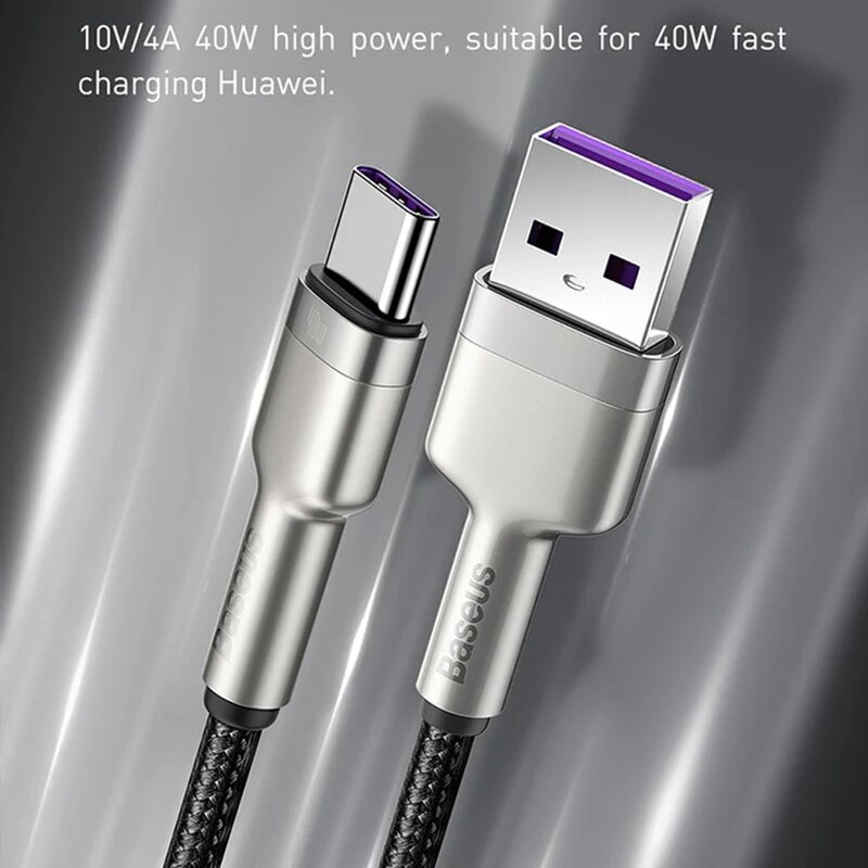 Cablu de date Baseus, USB la Type-C, 40W, 5A, 25cm, negru, CATJK-01