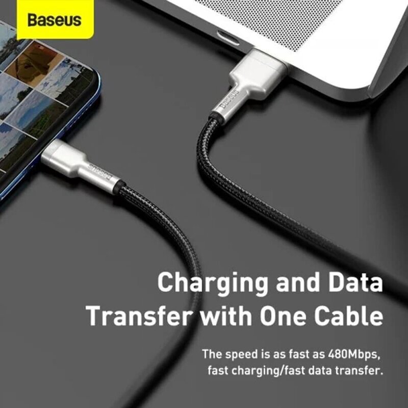 Cablu de date Baseus, USB la Type-C, 40W, 5A, 25cm, negru, CATJK-01