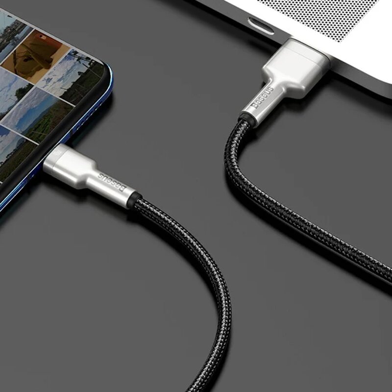 Cablu de date Baseus, USB la Type-C, 40W, 5A, 25cm, negru, CATJK-01