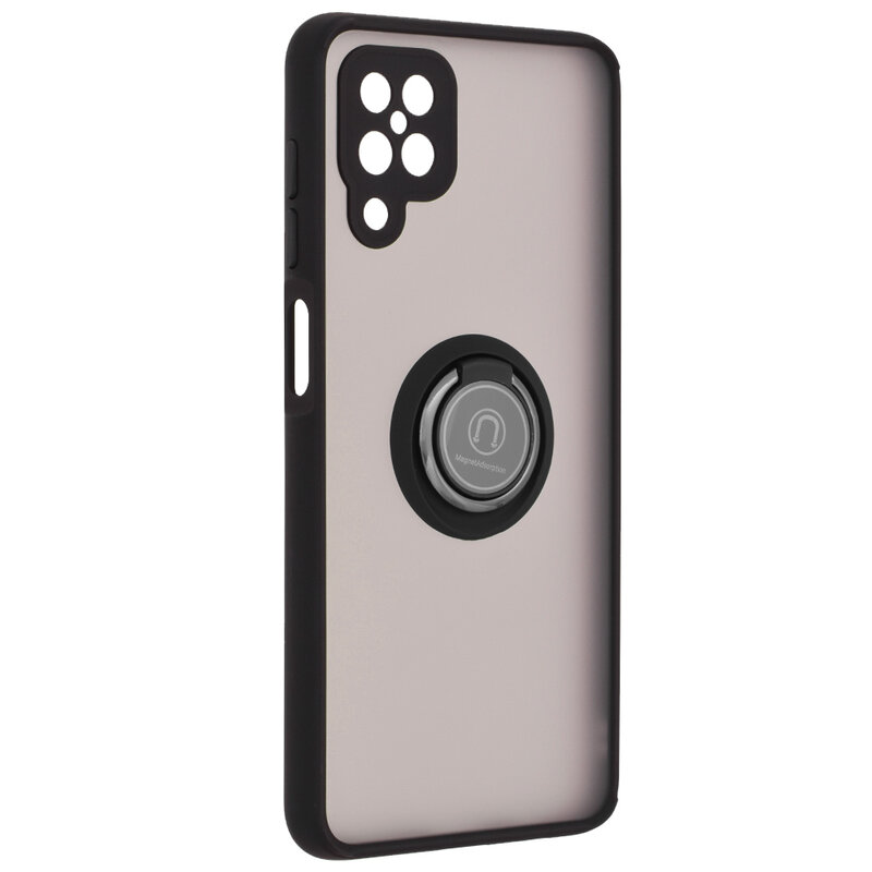 Husa Samsung Galaxy A12 Techsuit Glinth Cu Inel Suport Stand Magnetic - Negru