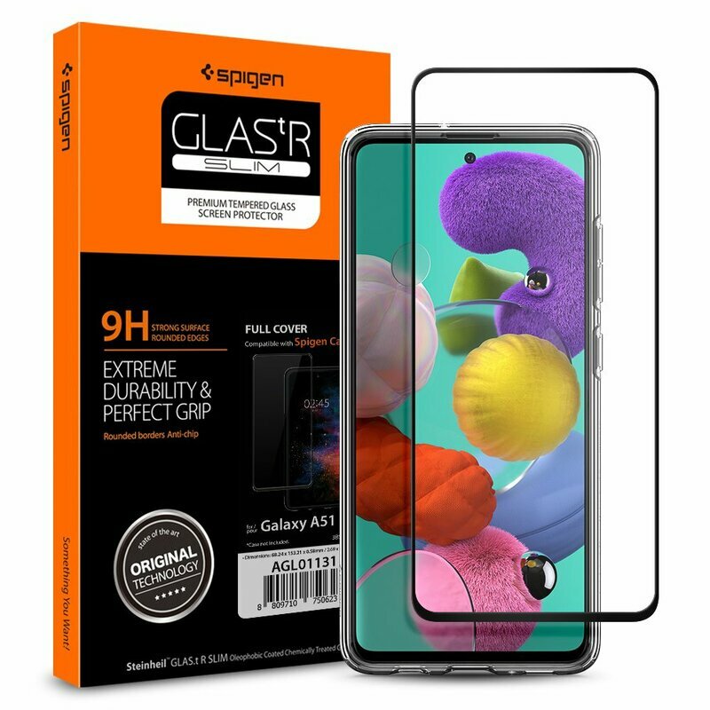 Folie Sticla Samsung Galaxy A51 5G Spigen Glas.t R Slim 9H - Black