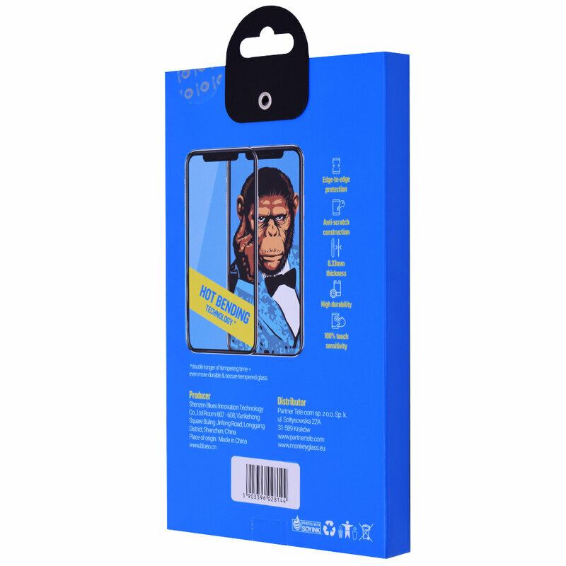 Folie Sticla iPhone XS Max Blueo Mr. Monkey 5D Hot Bending Cu Rama - Negru
