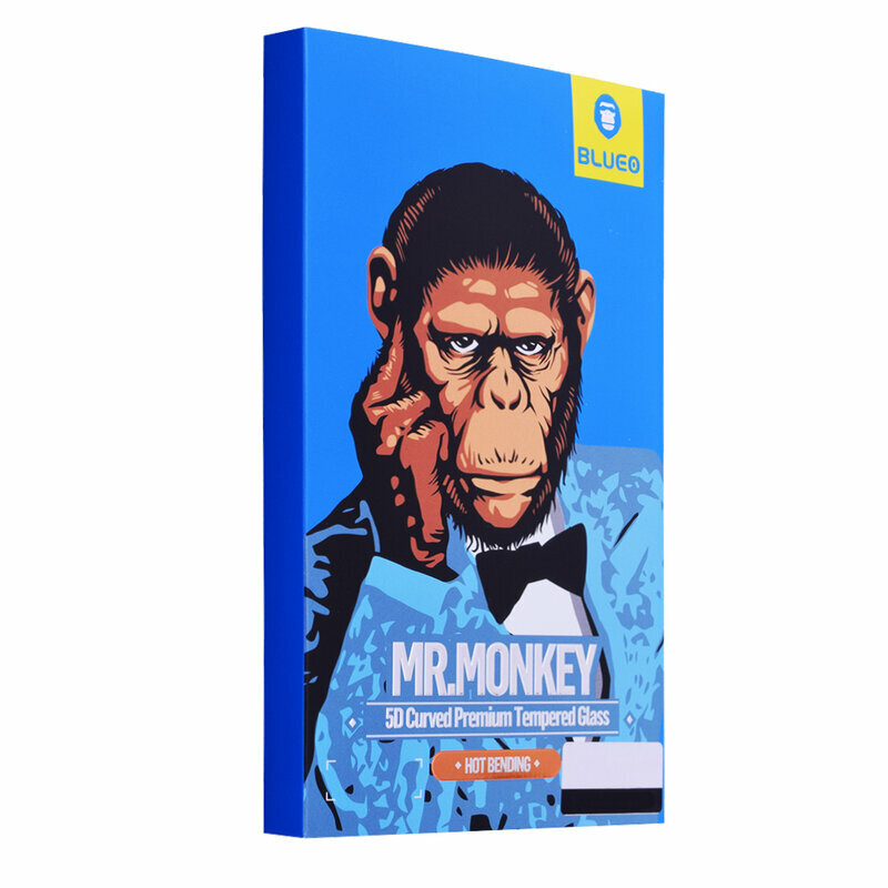 Folie Sticla iPhone XS Max Blueo Mr. Monkey 5D Hot Bending Cu Rama - Negru