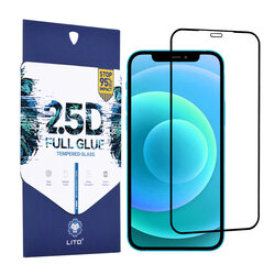 Folie Sticla iPhone 12 Lito 2.5D Full Glue Full Cover Cu Rama - Negru