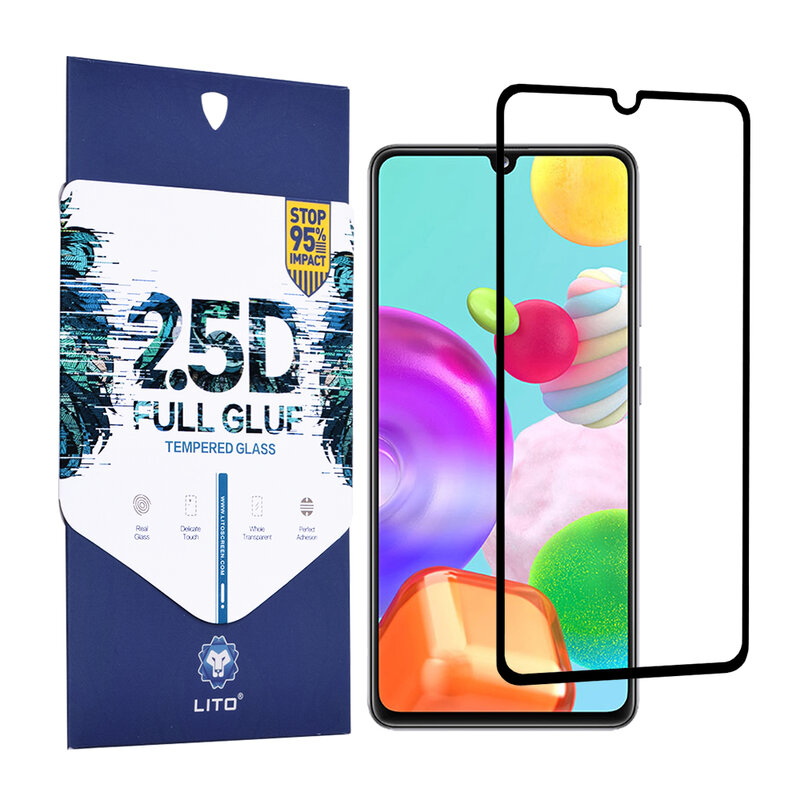 Folie Sticla Samsung Galaxy A21 Lito 2.5D Full Glue Full Cover Cu Rama - Negru