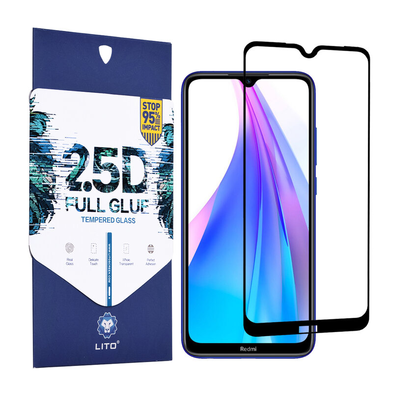 Folie Sticla Xiaomi Redmi Note 8T Lito 2.5D Full Glue Full Cover Cu Rama - Negru