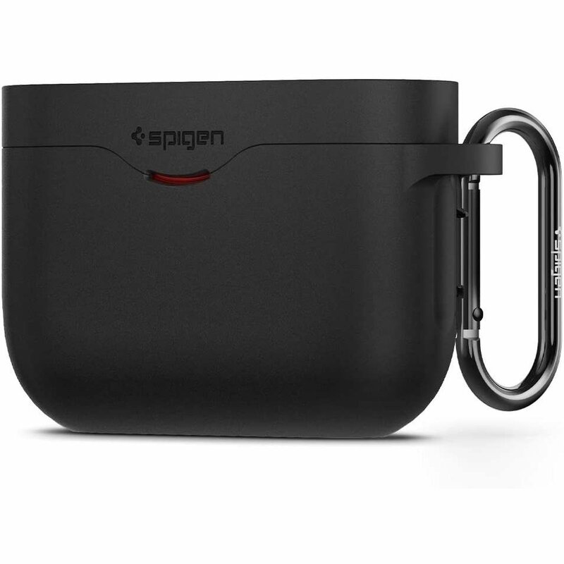 Husa Sony WF-1000XM3 Spigen Silicone Fit, holder metalic de prindere, negru