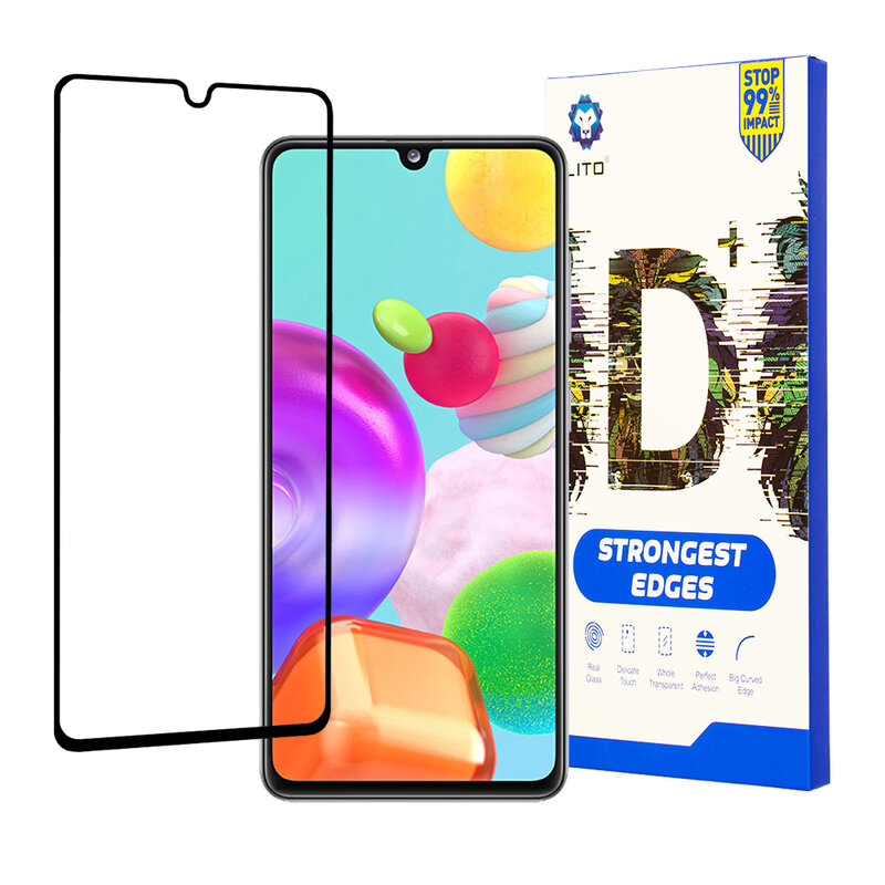 Folie Sticla Samsung Galaxy A41 Lito Strongest Edges Cu Rama - Negru