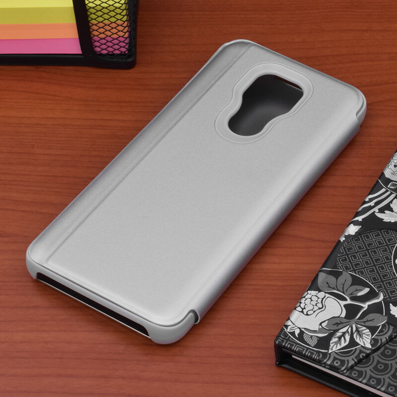 Husa Motorola Moto G9 Play Flip Standing Cover - Argintiu