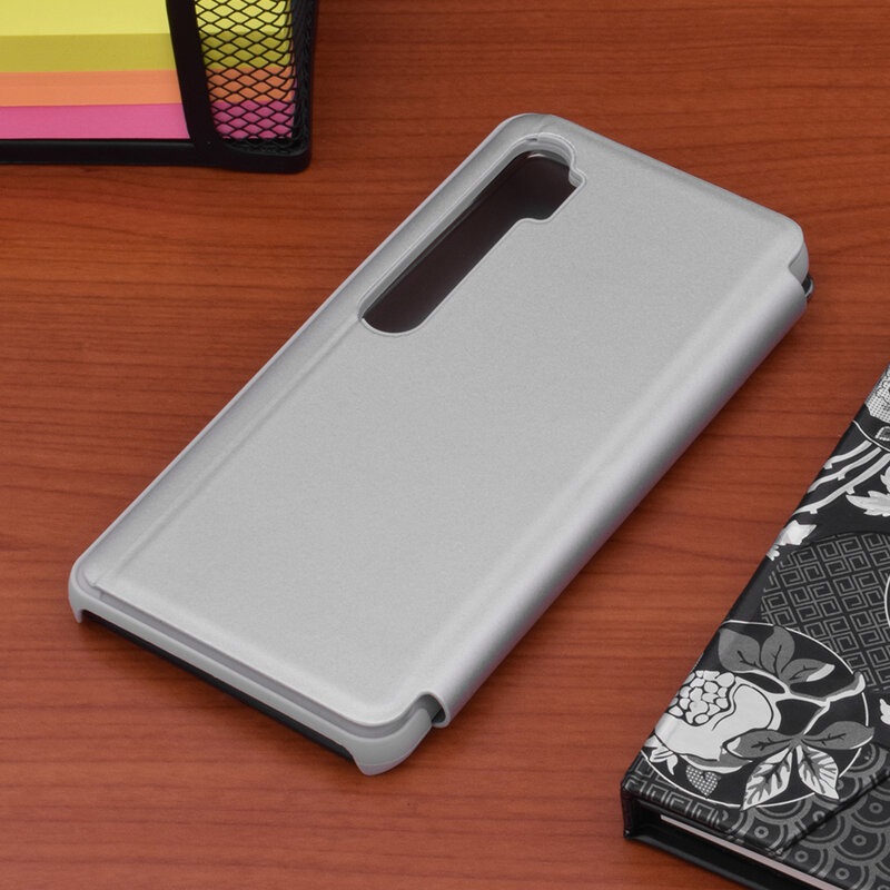 Husa Xiaomi Mi Note 10 Flip Standing Cover - Silver