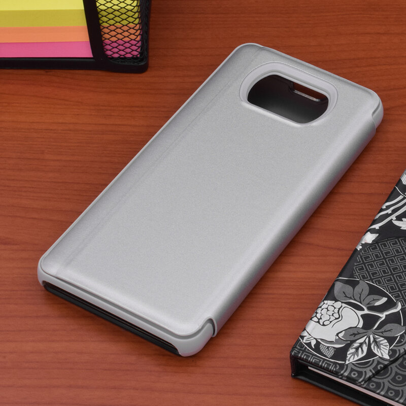 Husa Xiaomi Poco X3 NFC Flip Standing Cover - Argintiu