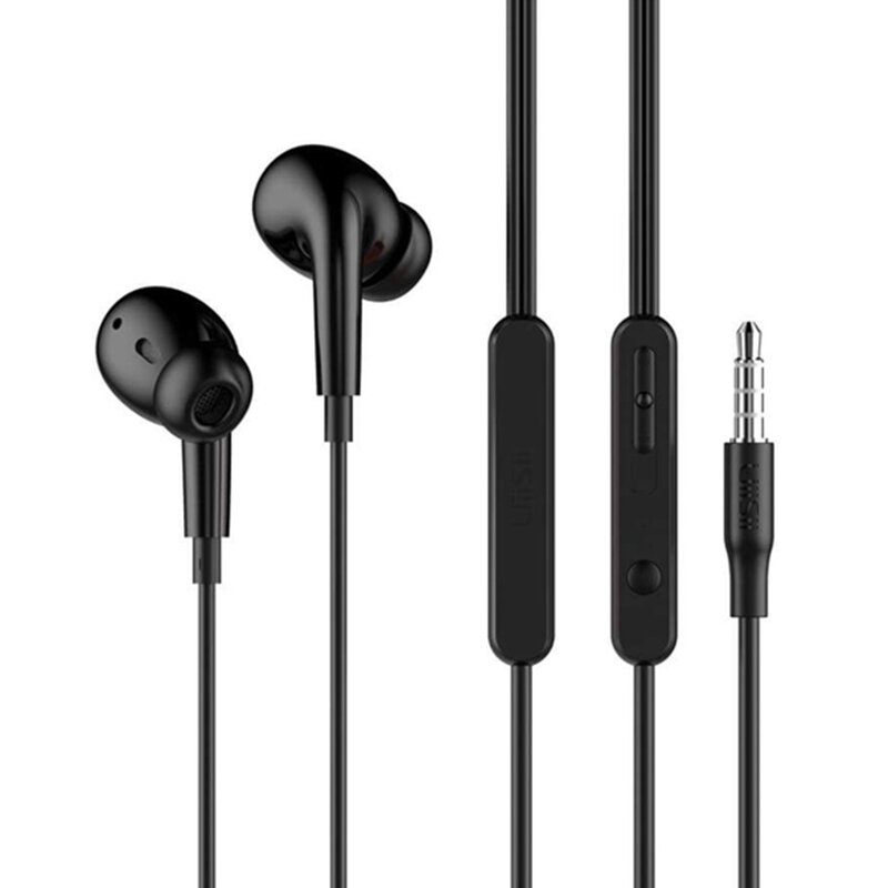 Casti in-ear UiiSii UX, microfon, telecomanda, Jack 3.5mm, 1.2m, negru