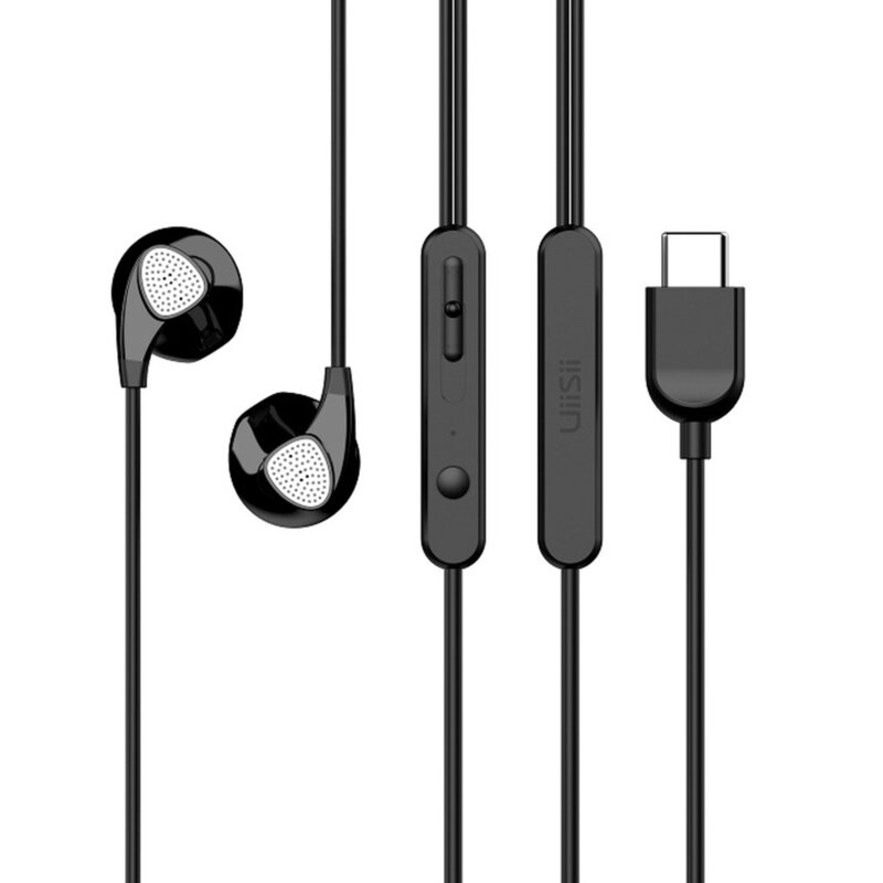 Casti in-ear UiiSii C1, microfon, telecomanda, Type-C, 1.2m, negru