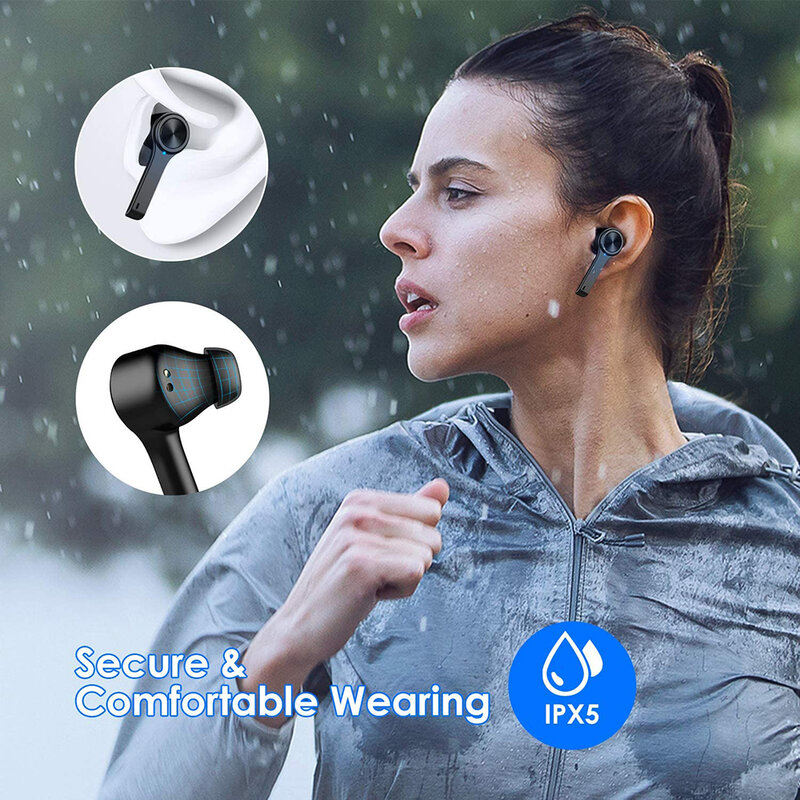 Casti in-ear wireless Wintory POD1, TWS earbuds, Bluetooth, microfon, negru
