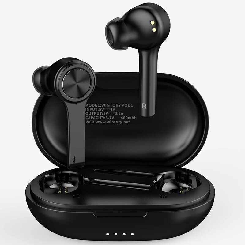 Casti in-ear wireless Wintory POD1, TWS earbuds, Bluetooth, microfon, negru